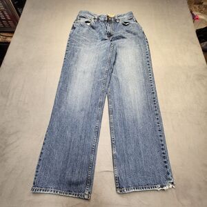 Plugg Jeans Mens 30x31 Blue Denim Baggy Wide Leg Hip Hop Y2K Skater Distressed